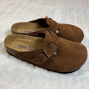 Birkenstock Boston Clogs Suede Mink
